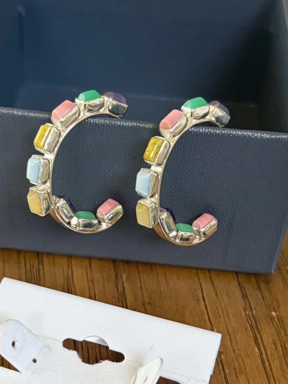 Jay King Sterling Silver Multicolor Opal Hoop Earrings NWT